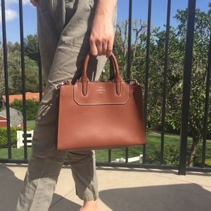 Brown vinyl handbag